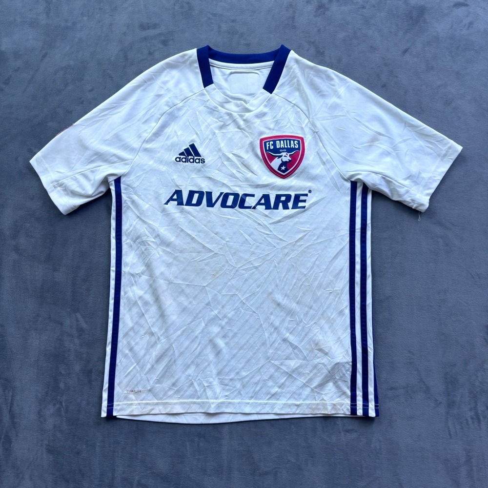 Adidas FC Dallas Soccer Jersey White Advocare MLS Climalite DP3069 Mens Large